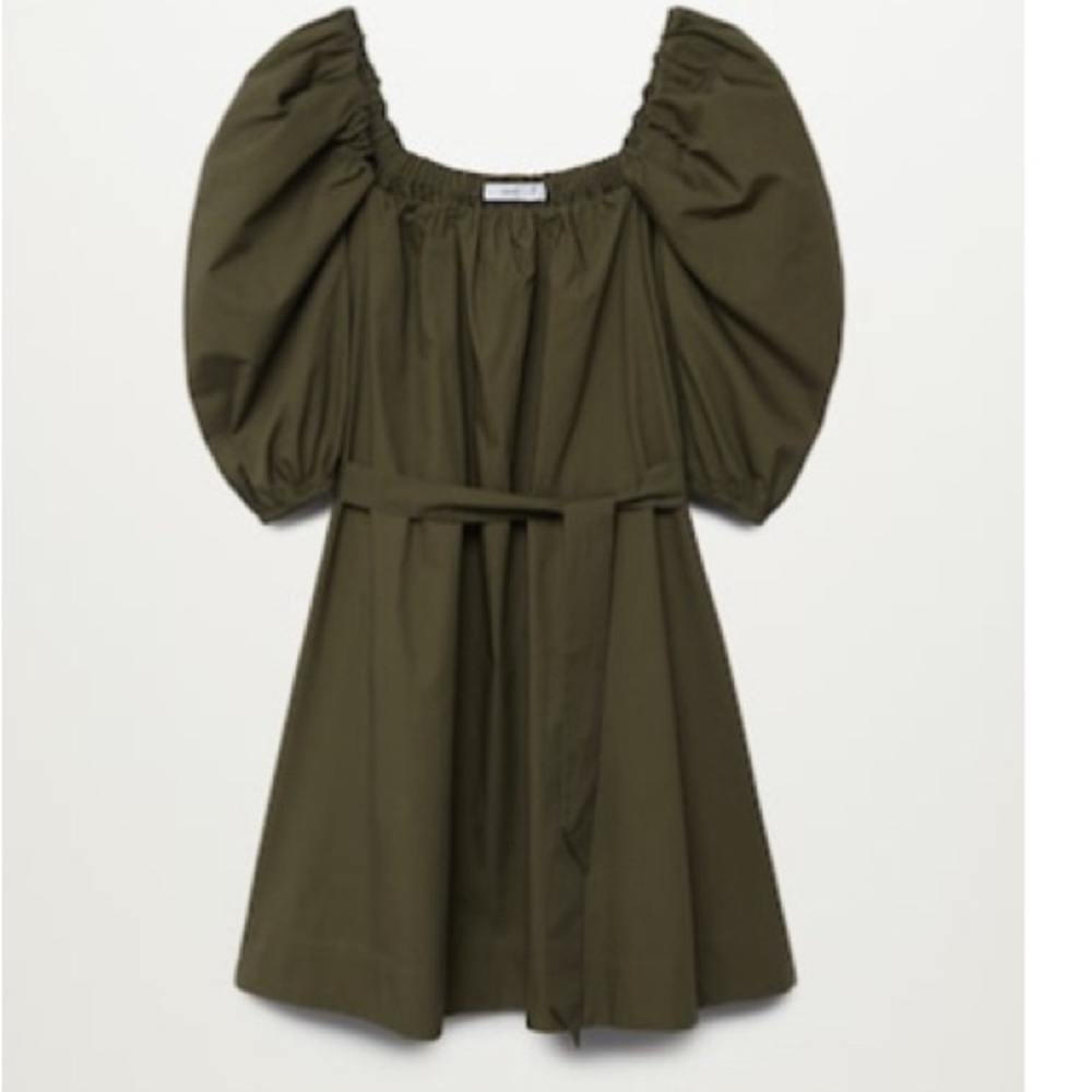 Mango Olive Green cotton mini dress
